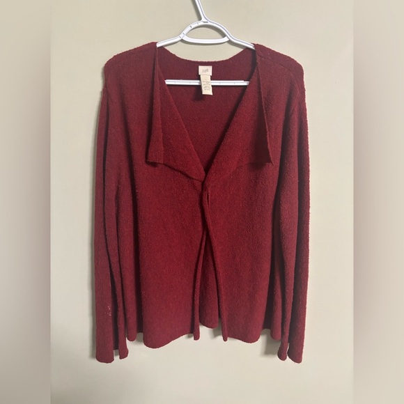 J Jill Pure Jill Burgundy Wool Blend Cardigan Sweater Pin Closure Size Large - Picture 1 of 7